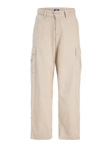 Jack & Jones Loose Fit Mid rise Junior Cargo Trousers -Moonbeam - 12285042