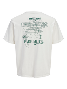 Jack & Jones Rückenprint Rundhals T-shirt -Cloud Dancer - 12285406