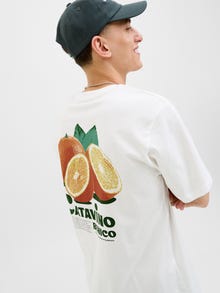 Jack & Jones Baktryck T-shirt -Cloud Dancer - 12285452