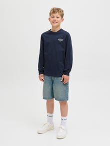 Jack & Jones Laisvas kirpimas Džinsiniai šortai Jaunimui -Blue Denim - 12285690