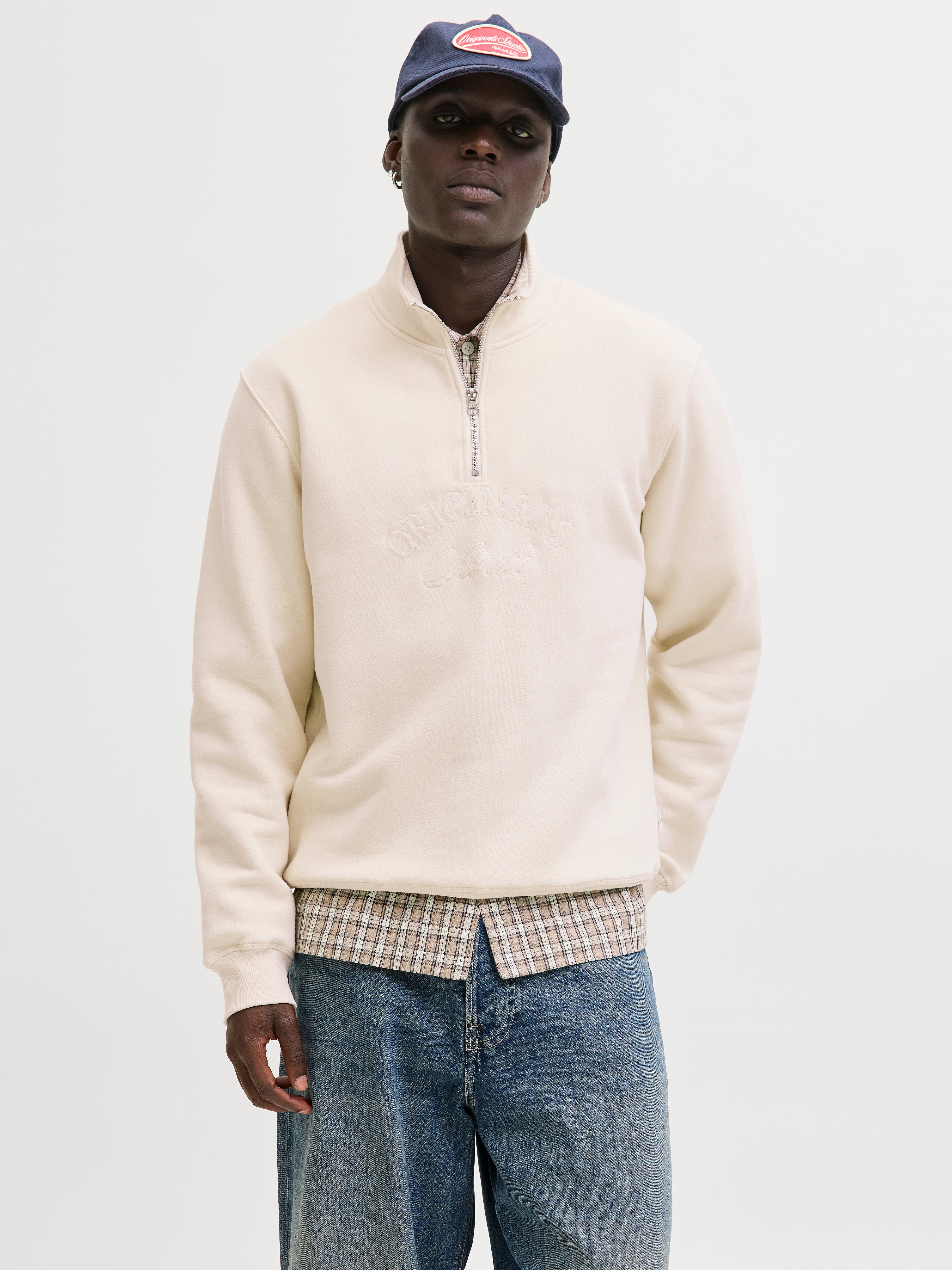 Sweatshirt Mit Halbem Reißverschluss