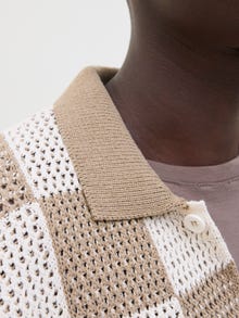 Jack & Jones Dzianinowe polo -Desert Taupe - 12286201