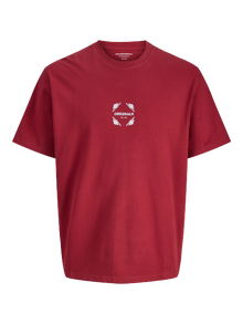 Jack & Jones Marškinėlių apykaklė Marškinėliai -Tibetan Red - 12286607