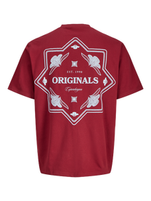 Jack & Jones Marškinėlių apykaklė Marškinėliai -Tibetan Red - 12286607