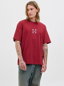 Jack & Jones Marškinėlių apykaklė Marškinėliai -Tibetan Red - 12286607