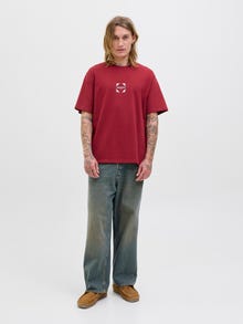Jack & Jones Marškinėlių apykaklė Marškinėliai -Tibetan Red - 12286607