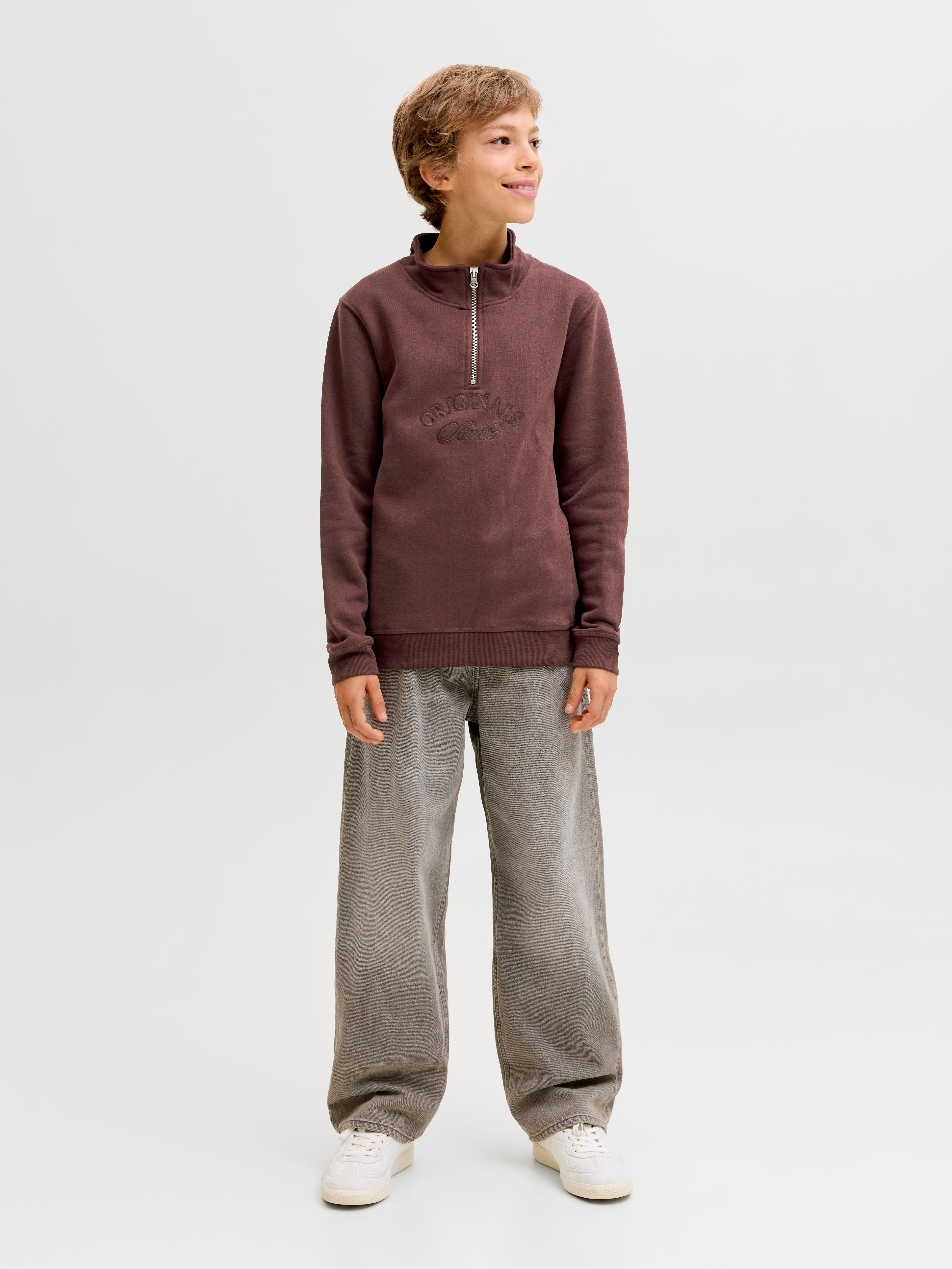 Thumbnail - Sweatshirt Mit Halbem Reißverschluss Junior