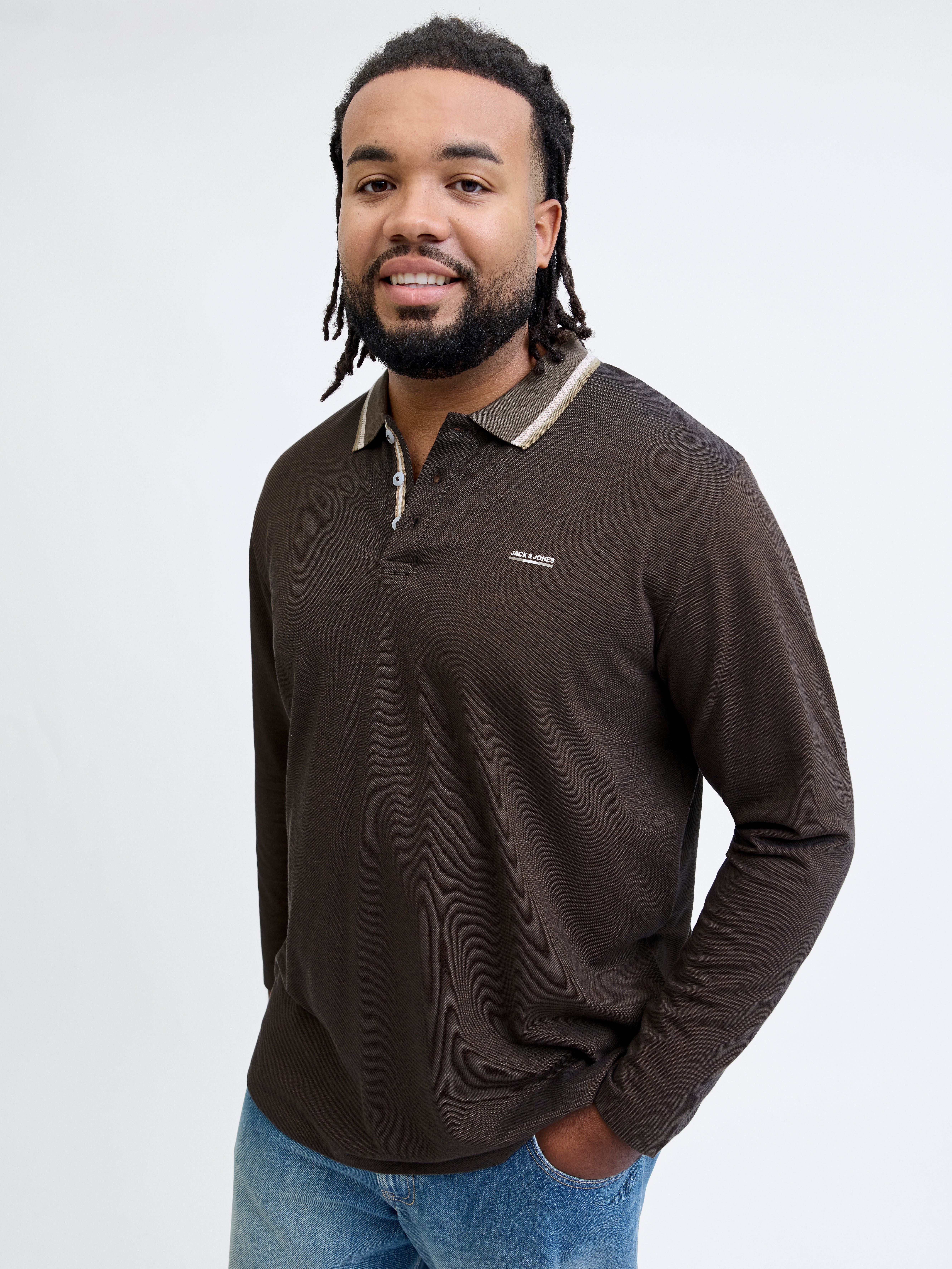 Plus Size Polo | Medium Brown | Jack & Jones®