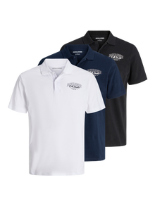 Jack & Jones 3-pak Spredt krave Polo -Black - 12287673
