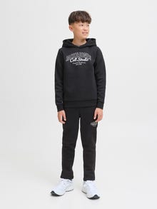 Jack & Jones Regular Fit Hoodie Junior Ribbed cuffs Set in sleeves Sweatshirt -Black - 12287777