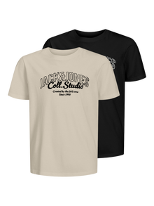 Jack & Jones 2-pack Logo T-shirt Junior -Black - 12287779