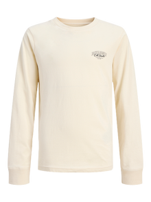 Jack & Jones 3-pakuotės Logotipas marškinėliai ilgomis rankovėmis Jaunimui -Antique White - 12287784