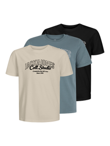 Jack & Jones 3-pack Logo T-shirts -Stormy Weather - 12287805