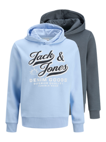 Jack & Jones 2-pack Logo Hoodie Junior -Chambray Blue - 12287812