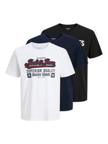 Jack & Jones Plus Size 3-pack Logo T-shirts -Cloud Dancer - 12287820
