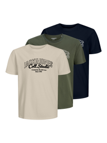 Jack & Jones Plus Size Confezione da 3 T-shirt Con logo -Antique White - 12287822