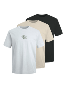 Jack & Jones 3-pack T-shirt -Antique White - 12288302