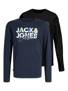 Jack & Jones Paquete de 2 Longsleeved T-shirt Logo -Sky Captain - 12288423