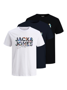 Jack & Jones Plus Size 3-pak Z logo T-shirt -White - 12288464