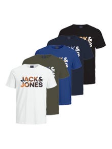 Jack & Jones 5-pack Ronde hals T-shirts -Beacon Blue - 12288558