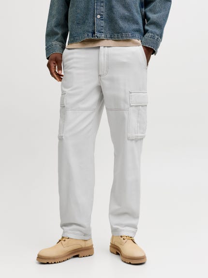 Pantaloni Cargo Uomo Indicode Jones, Misto Cotone Ed Elastan, Vita Elastica Con Cordino, Tasche Laterali, Taglie Fino A 3XL