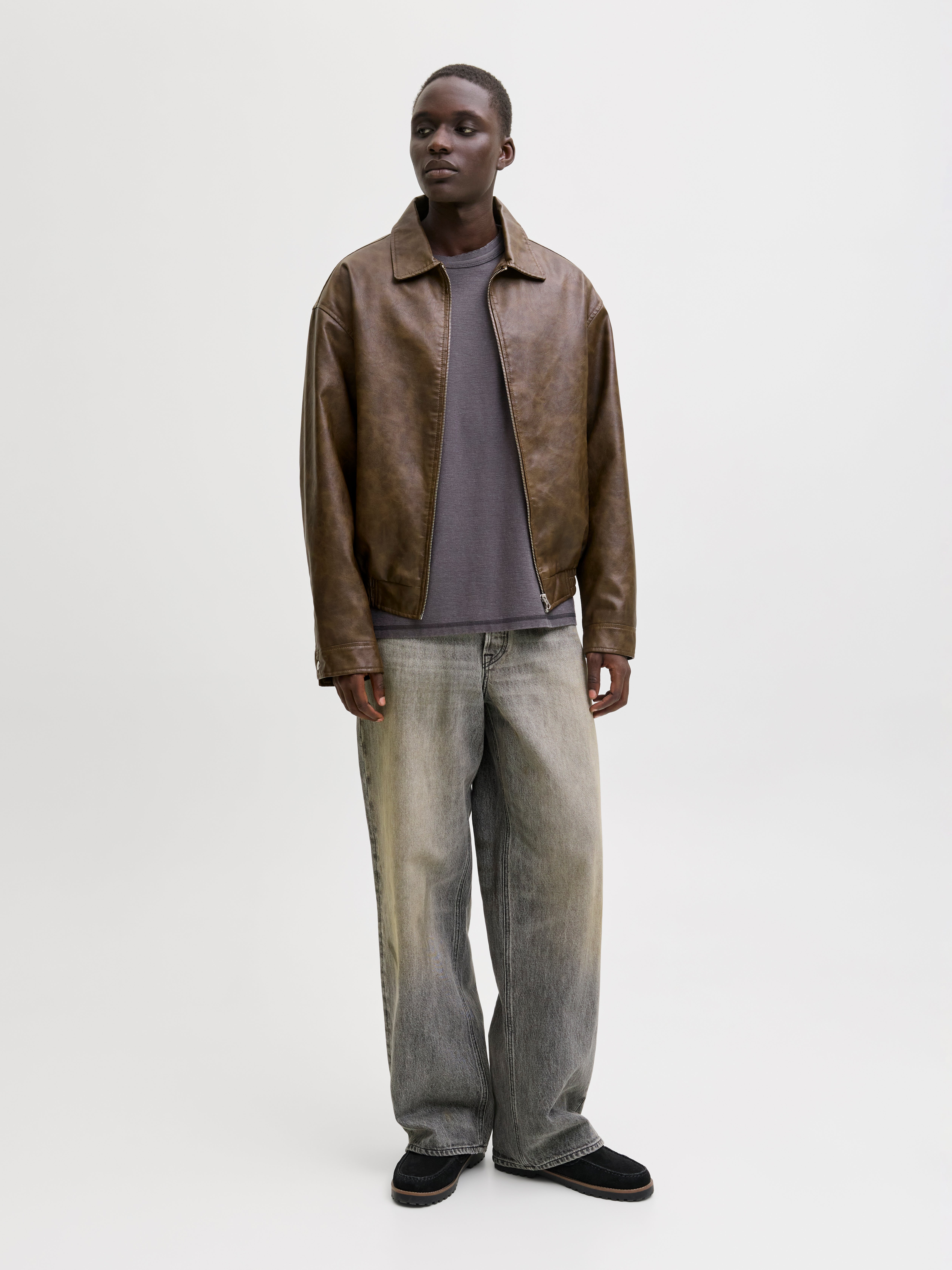 Veste grande taille Jack & Jones ROCKY Faux Suede Bomber Jacket Brown Veste grande taille Jack & Jones ROCKY Faux Suede Bomber Jacket Brown