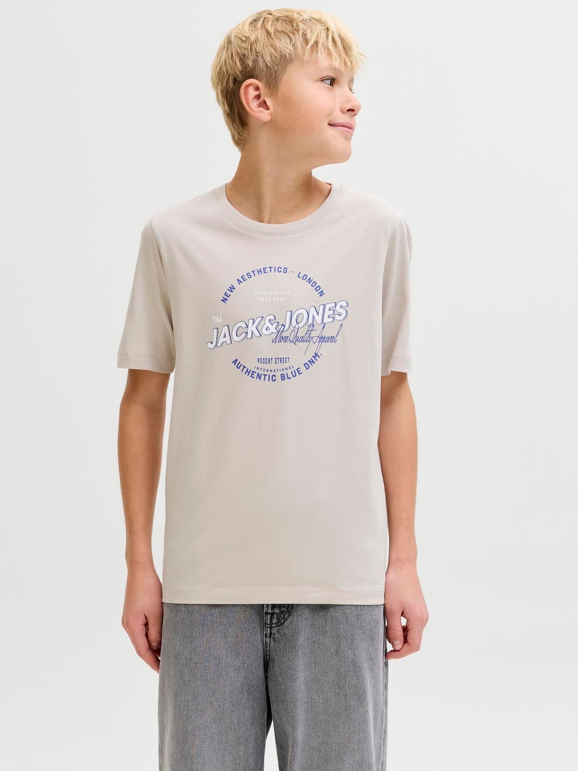 T-shirt Bambino JACK&JONES JUNIOR JORCASEY, Manica Corta, Girocollo, Colore Canyon Sunset (60% Cotone, 40% Poliestere)