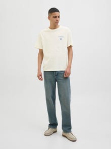 Jack & Jones T-shirt Col ras du cou -Egret - 12291098