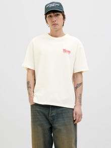 Jack & Jones Rundhalsausschnitt T-shirt -Egret - 12291115