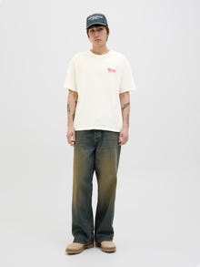 Jack & Jones Rundhalsausschnitt T-shirt -Egret - 12291115