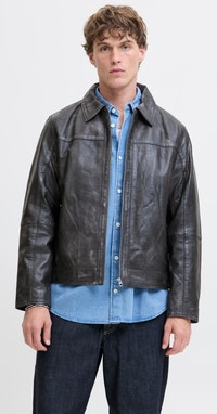 Veste En Cuir Véritable Noir Jones NY - Broderie Blanche Ajourée - Taille M - Occasion Très Bon état