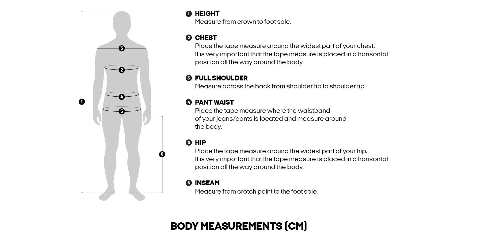 SIZEGUIDE MEASUREMENTS