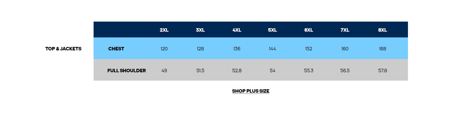 Size Guide JACK JONES PLUS SIZE