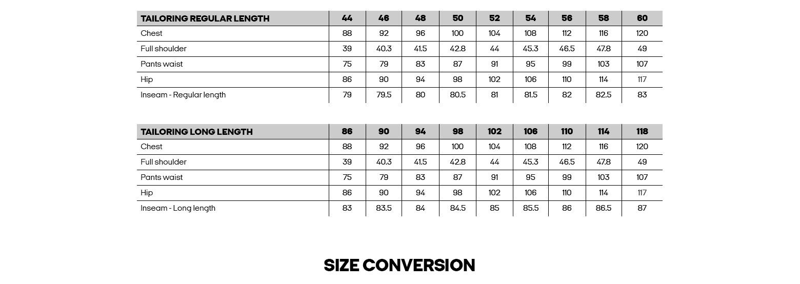 SIZEGUIDE TAILORING